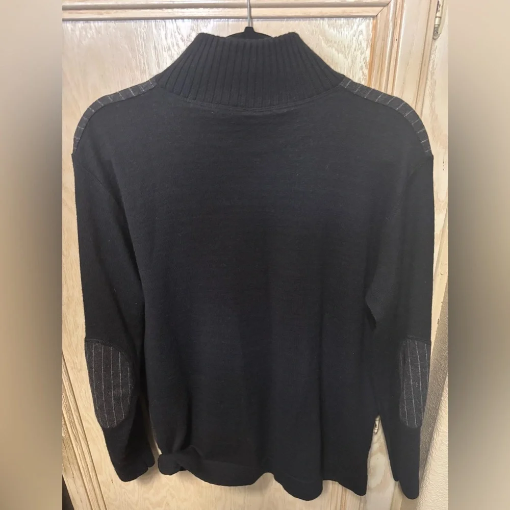Codice Black and Gray Zip-Up‎ Sweater Merino Wool Blend w/ Elbow Patches